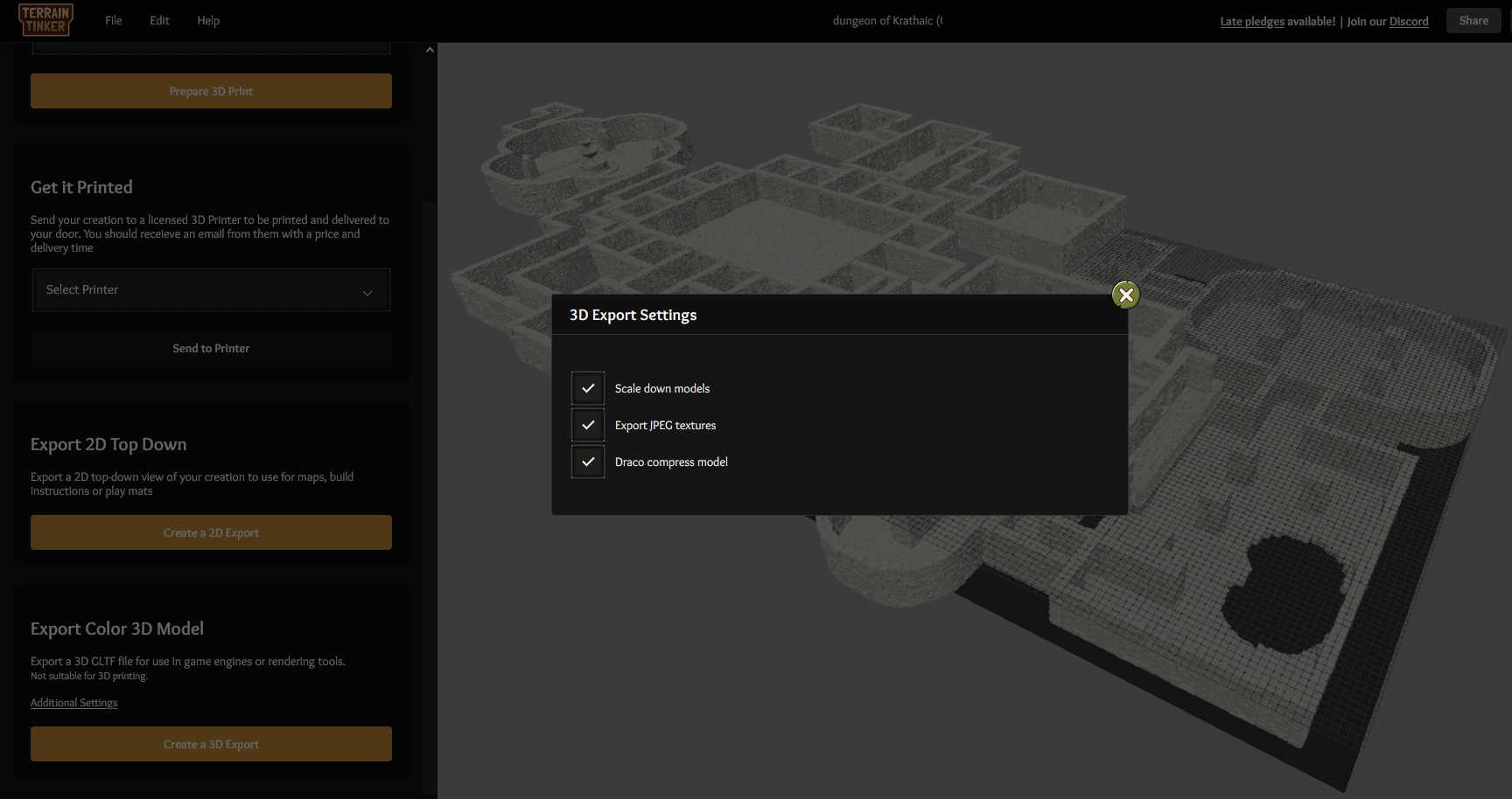 Export your design from Terrain Tinker