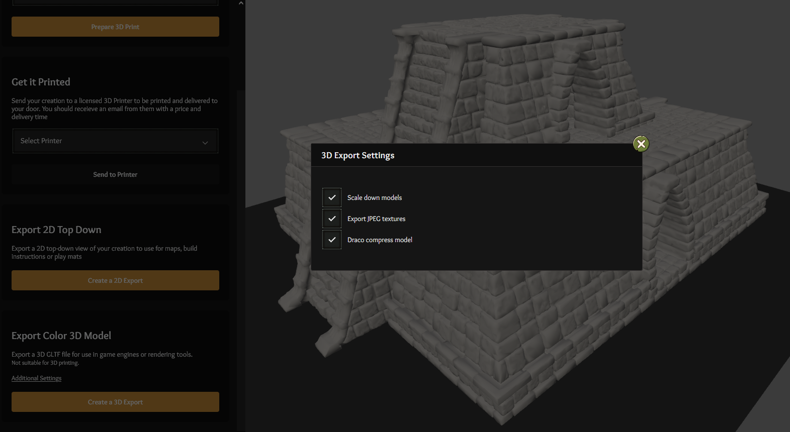 Export your design from Terrain Tinker